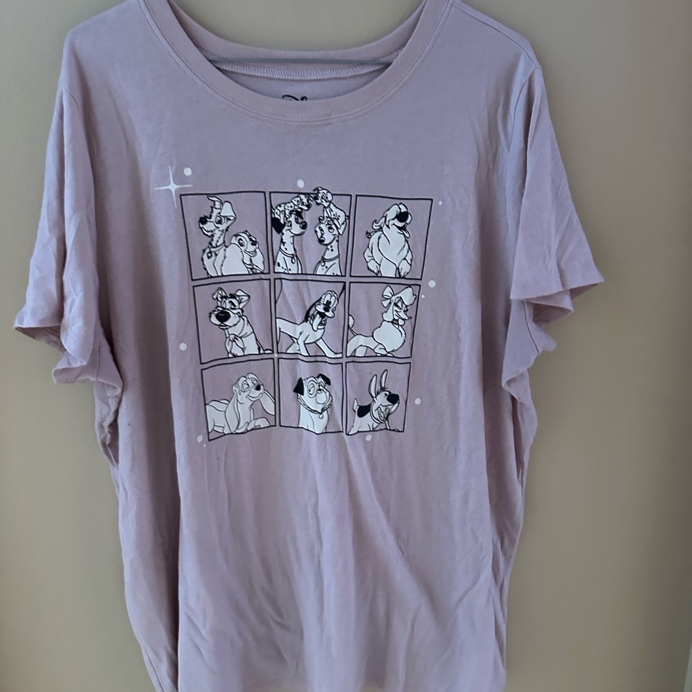 Torrid Disney Dusty Rose Graphic T-Shirt with Cartoon Dogs